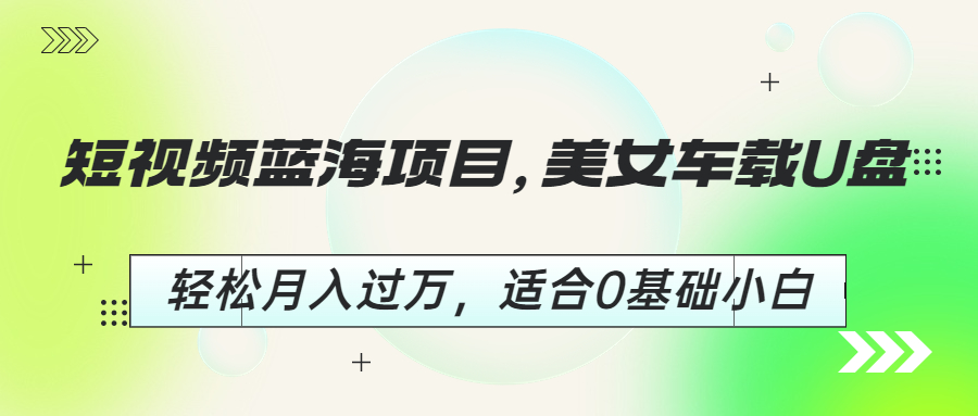 图片[1]-短视频蓝海项目，美女车载U盘，轻松月入过万，适合0基础小白-淘金部落