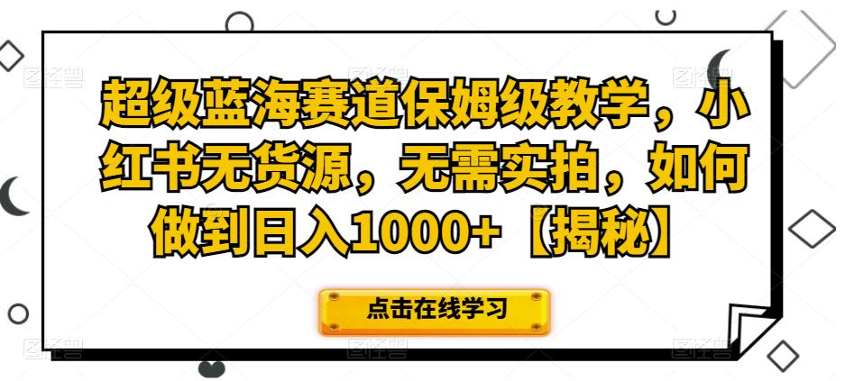 超级蓝海赛道保姆级教学，小红书无货源，无需实拍，如何做到日入1000 【揭秘】