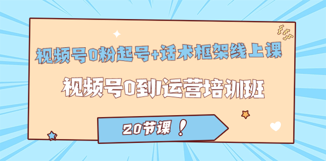 图片[1]-视频号·0粉起号+话术框架线上课：视频号0到1运营培训班（20节课）-淘金部落