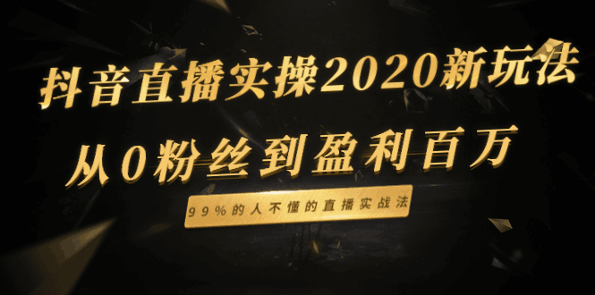 图片[1]-抖音直播实操2020新玩法：从0粉丝到盈利百万，99%的人不懂的直播实战法-淘金部落