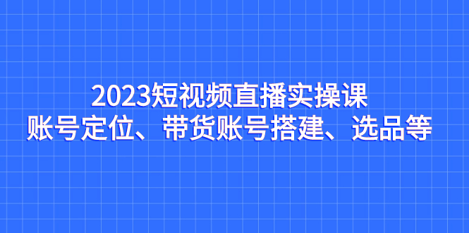 图片[1]-2023短视频直播实操课，账号定位、带货搭建、选品全解析-淘金部落