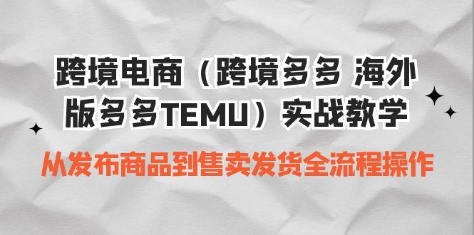 图片[1]-跨境多多TEMU全套实战教程：从商品发布到发货全流程掌握-淘金部落