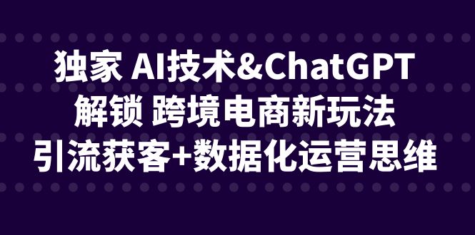 图片[1]-独家 AI技术&ChatGPT解锁 跨境电商新玩法，引流获客+数据化运营思维-淘金部落