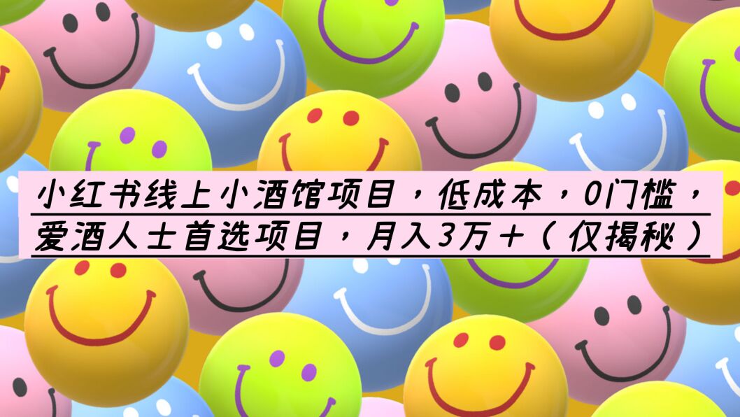 图片[1]-线上小酒馆，0门槛创业项目，月入3万＋，教你如何精准引流和定位！-淘金部落