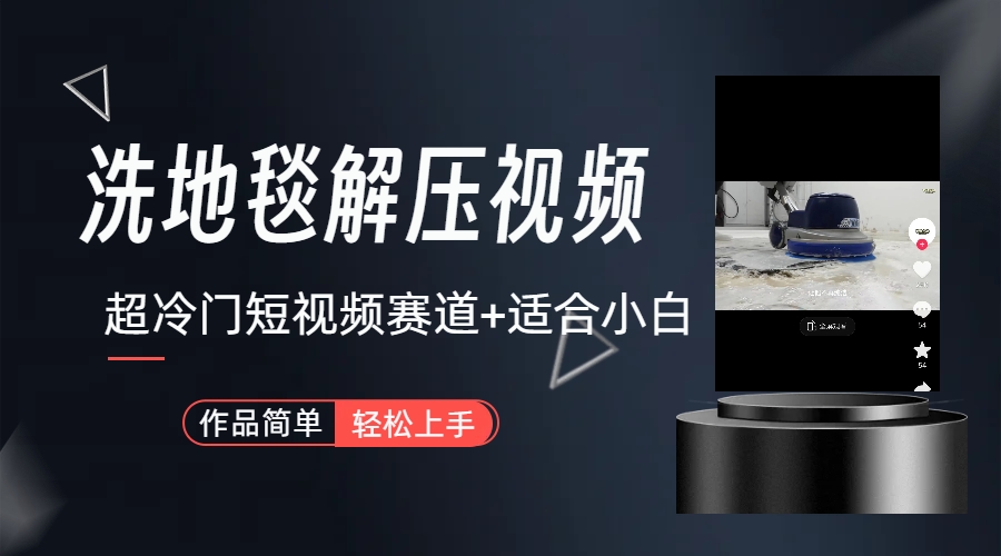 图片[1]-独特赛道-清洗地毯解压视频：简单无脑怼作品，创收新思路（教程+素材）-淘金部落