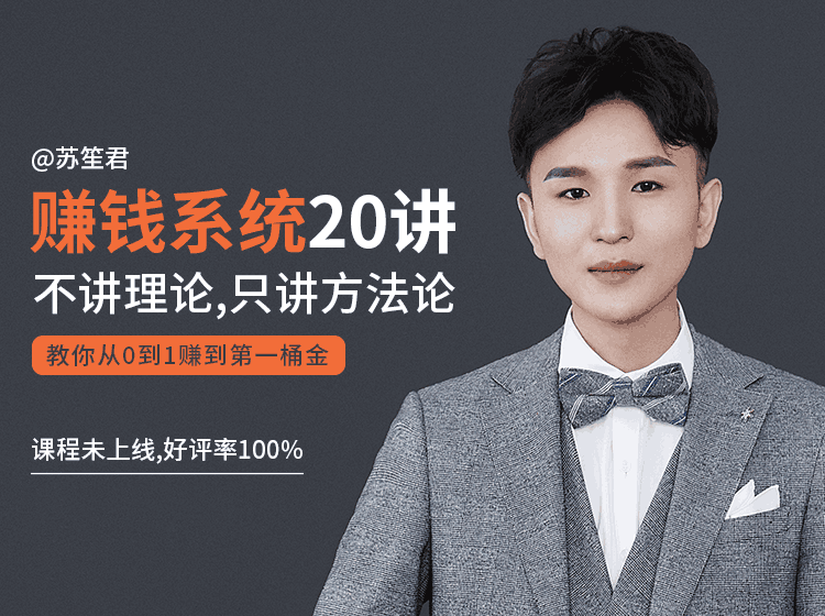 图片[1]-苏笙君的赚钱系统20课 教你从0到1赚到你的第一桶金（不讲理论，只讲方法论）-淘金部落