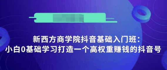 图片[1]-抖音基础入门班：小白0基础学习打造一个高权重赚钱的抖音号-淘金部落