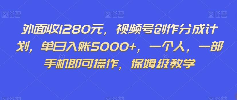 图片[1]-外面收1280元，视频号创作分成计划，单日入账5000+，一个人，一部手机即可操作，保姆级教学【揭秘】-淘金部落