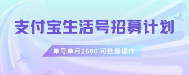 图片[1]-支付宝生活号作者招募计划，单号单月2600，可批量去做，工作室一人一个月轻松1W+【揭秘】-淘金部落