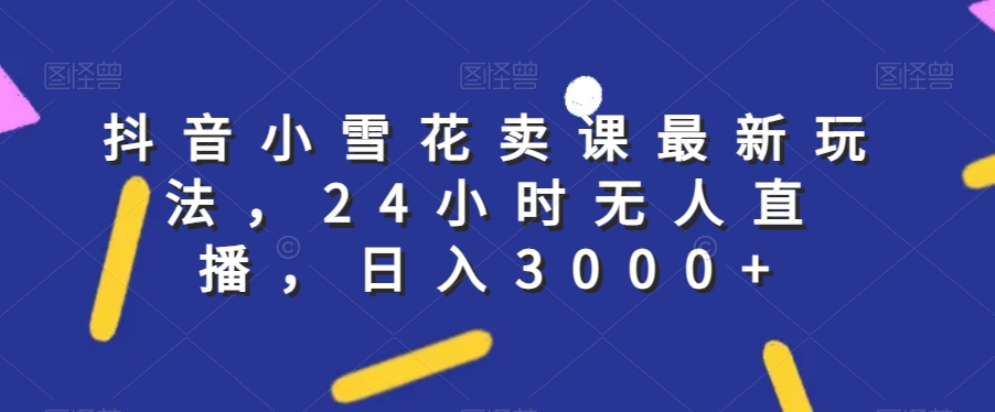 图片[1]-抖音小雪花卖课最新玩法，24小时无人直播，日入3000+【揭秘】-淘金部落