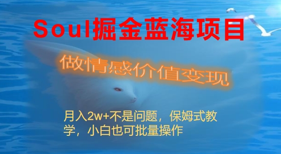 图片[1]-Soul掘金蓝海项目细分赛道，做情感价值变现，月盈利2w+不是问题-淘金部落