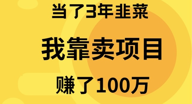 图片[1]-我当了3年韭菜，但是靠卖项目赚了100万-淘金部落
