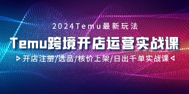 图片[1]-2024Temu跨境开店运营实战教程，开店注册/选品/核价上架/日出千单实战课-淘金部落