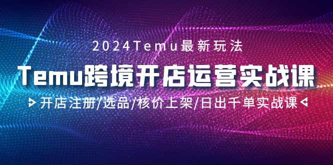 图片[1]-2024Temu跨境开店运营实战教程，开店注册/选品/核价上架/日出千单实战课-淘金部落