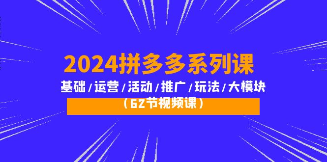 图片[1]-2024拼多多系列运营课：基础/活动/推广/玩法/大模块（62节视频课）-淘金部落