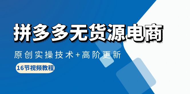 图片[1]-拼多多无货源电商课程：原创实操技术+高阶更新（16节视频教程）-淘金部落