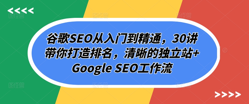 图片[1]-谷歌SEO课程：从入门到精通，30讲带你打造排名，清晰的独立站提升网站排名技巧全解析-淘金部落