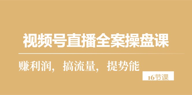 图片[1]-视频号直播实操攻略：从零到一，打造高利润直播间（16节课）-淘金部落