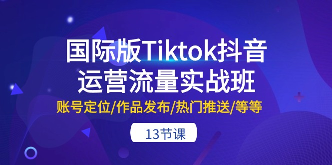 图片[1]-国际版Tiktok抖音运营流量实战班：账号定位/作品发布/热门推送/等等-13节-淘金部落