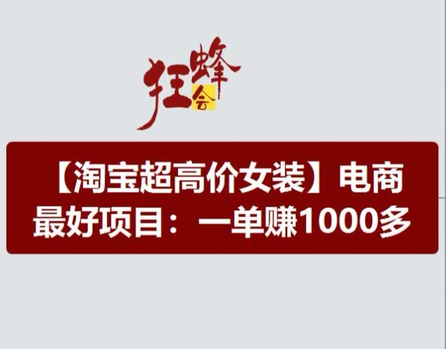 淘宝超高价女装项目，电商更好赛道，一单赚1000多 -1