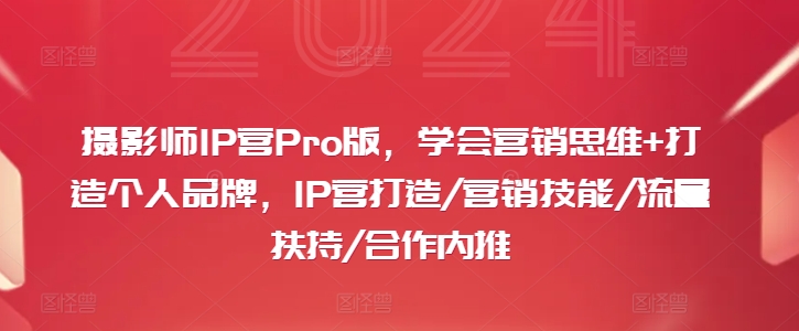 摄影师IP营PRO版，学会营销思维+打造个人品牌，IP营打造/营销技能/流量扶持/合作内推 -1