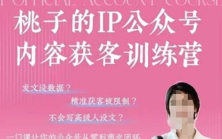 桃子IP公众号内容获客训练营(第3期)，一门让你公众号从0到商业闭环的课程 -1