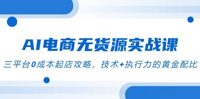 AI电商无货源实战课，三平台0成本起店攻略，技术+执行力的黄金配比 -1